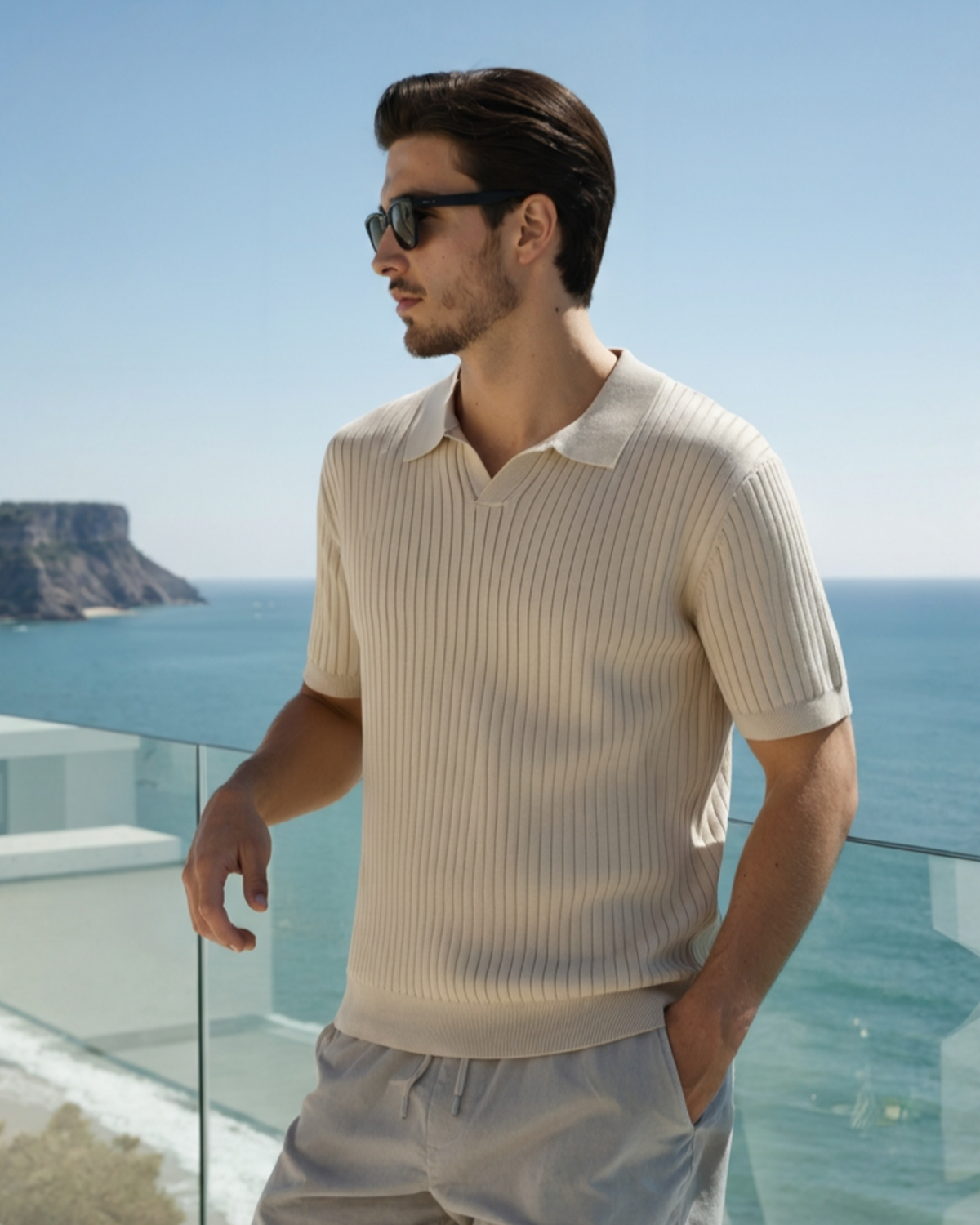 Premium Gerippt Poloshirt