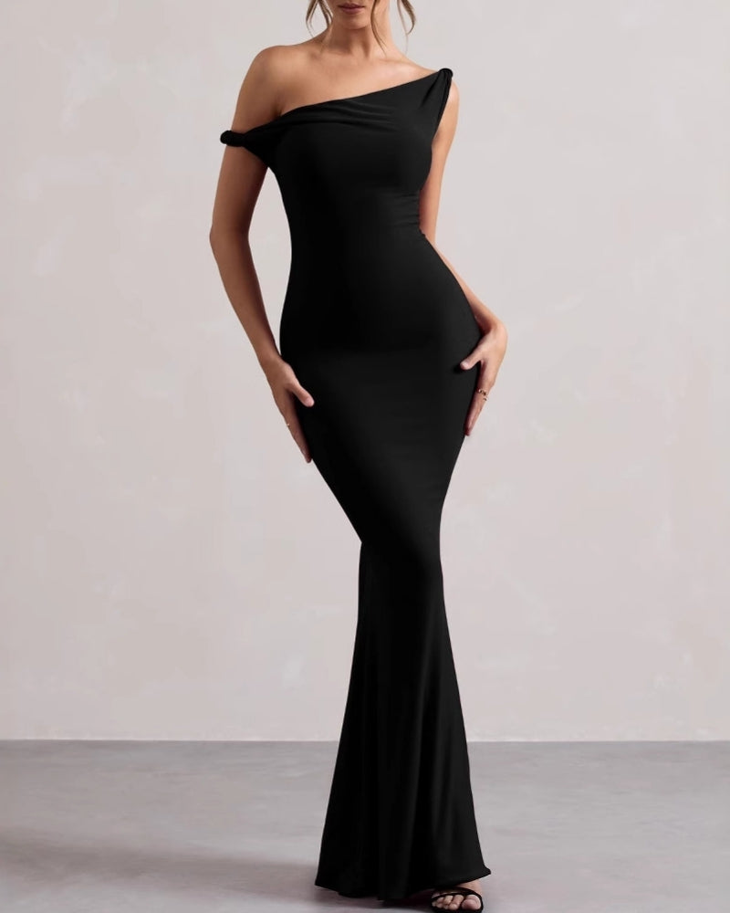 One-Shoulder Bodycon Long Kleid