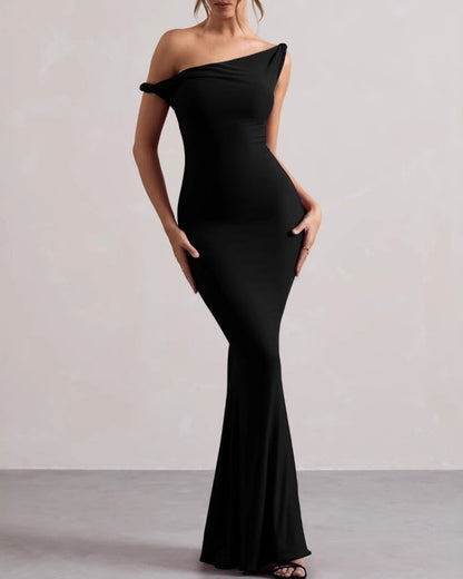 One-Shoulder Bodycon Long Kleid