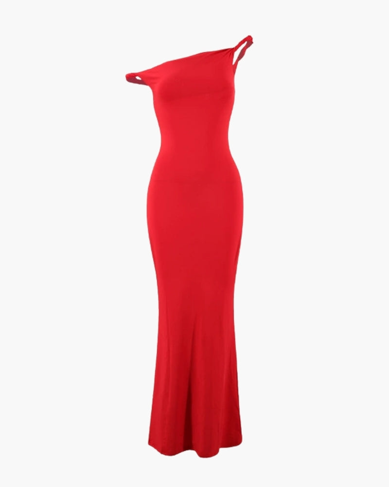 One-Shoulder Bodycon Long Kleid