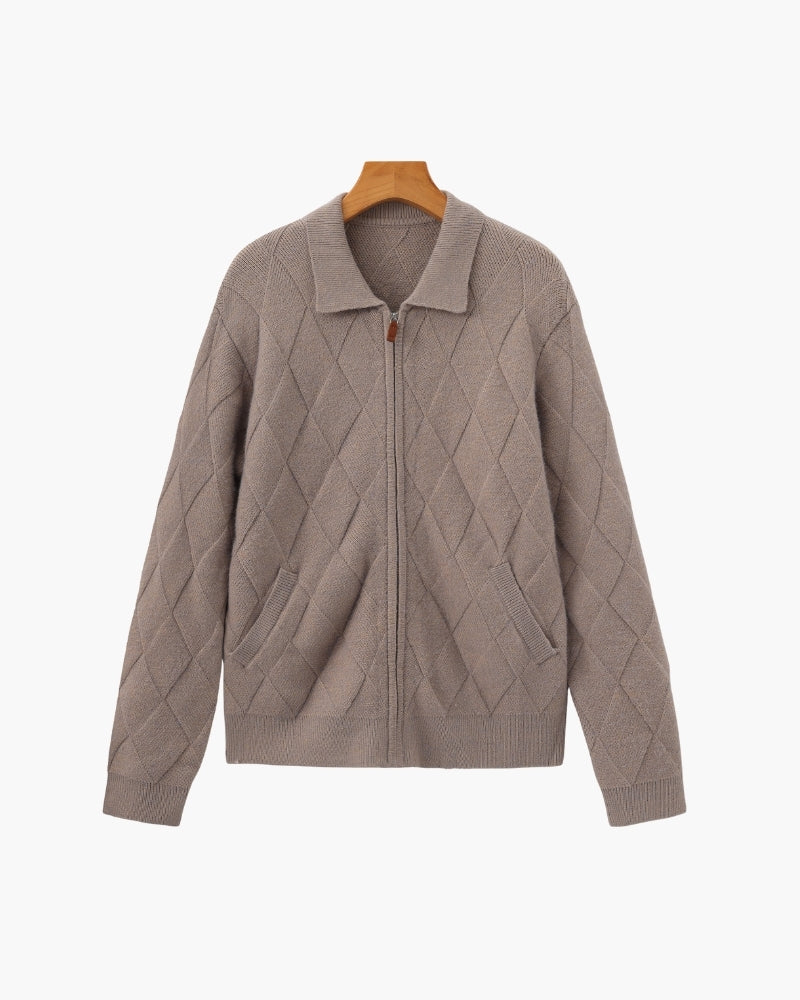 Heritage Diamond Strick Zip Cardigan