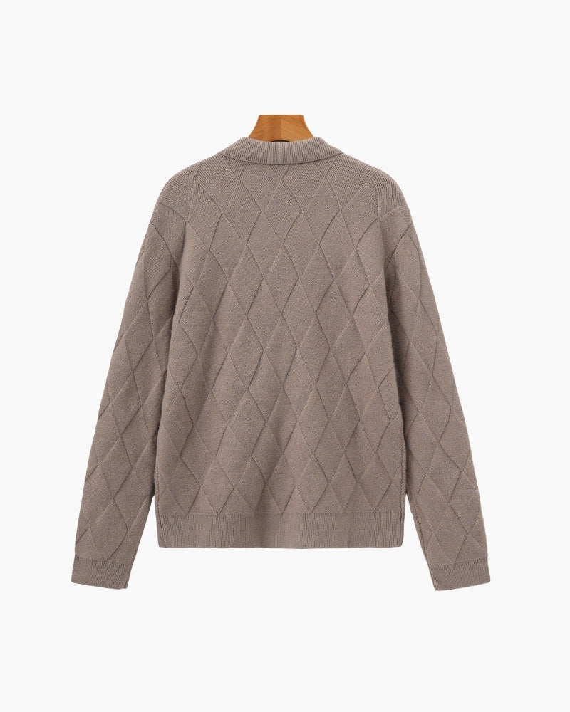 Heritage Diamond Strick Zip Cardigan