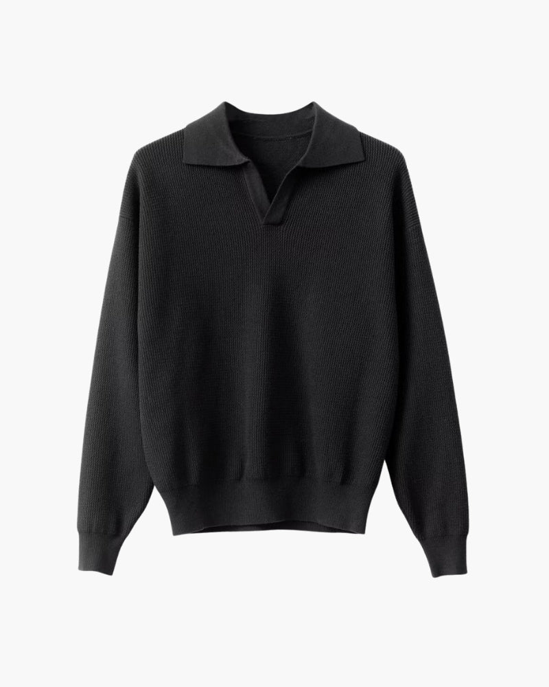 Strukturiert Strick Poloshirt Pullover