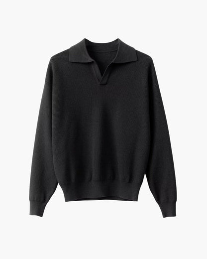 Strukturiert Strick Poloshirt Pullover
