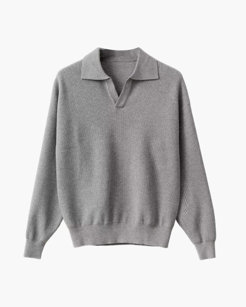 Strukturiert Strick Poloshirt Pullover