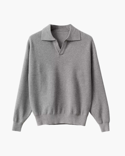 Strukturiert Strick Poloshirt Pullover