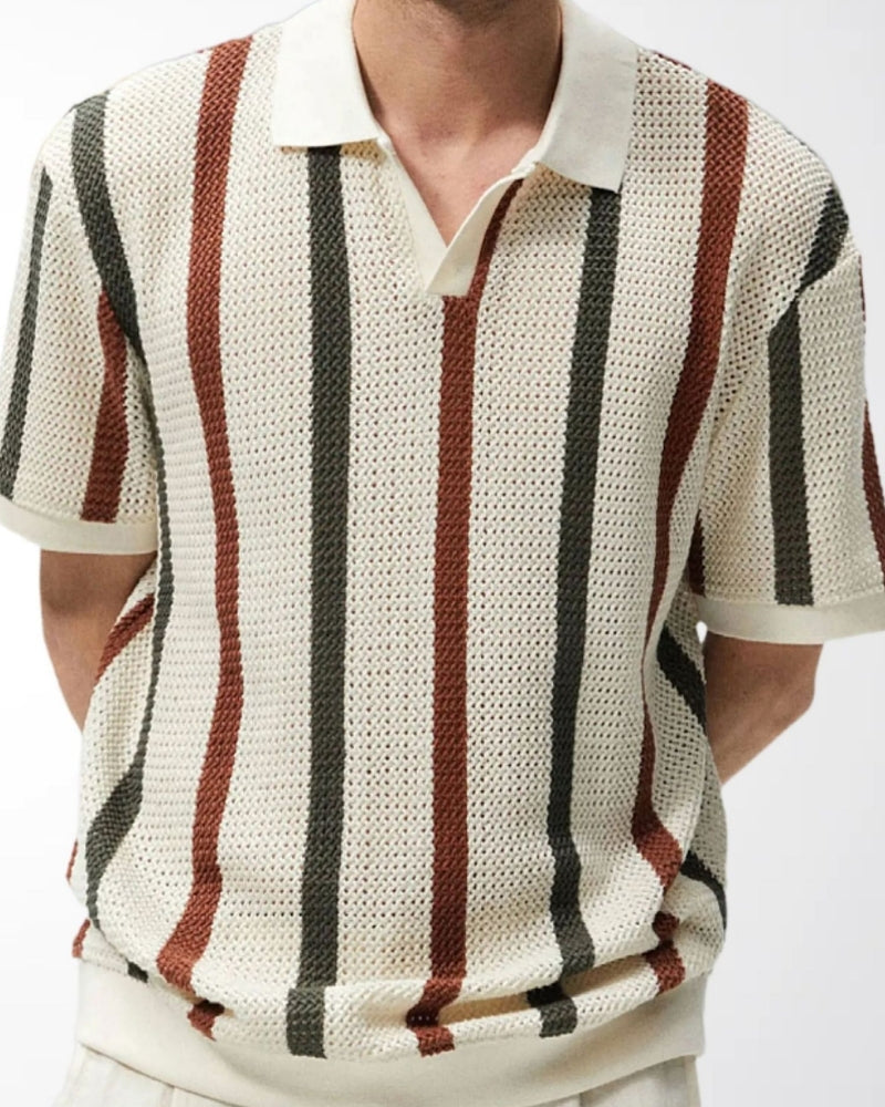 Resort Strick Stripe Poloshirt