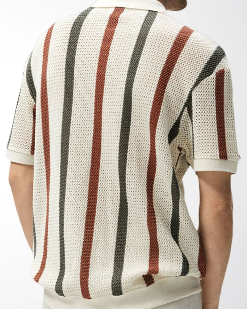 Resort Strick Stripe Poloshirt