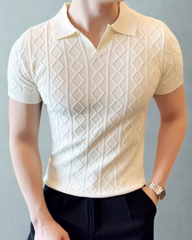 Signature Strukturiert Strick Poloshirt