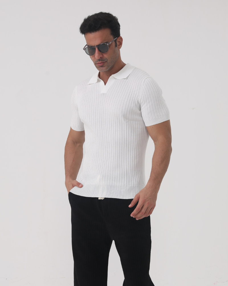 Florence - Gerippt Baumwolle Poloshirt