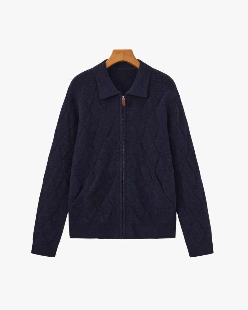 Heritage Diamond Strick Zip Cardigan