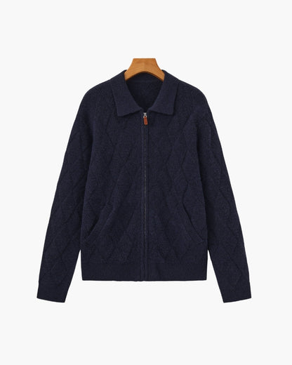 Heritage Diamond Strick Zip Cardigan