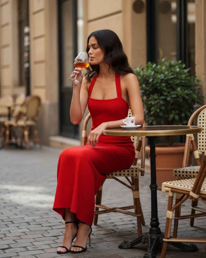 Halter Neck Slim Fit Maxi Kleid