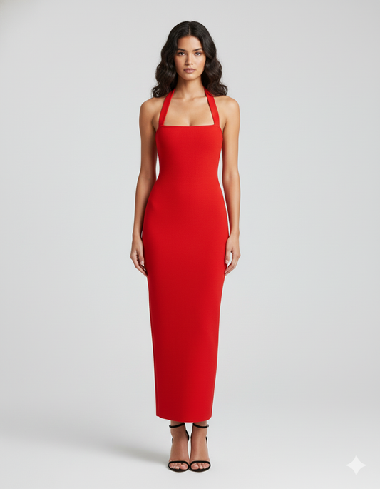 Halter Neck Slim Fit Maxi Kleid